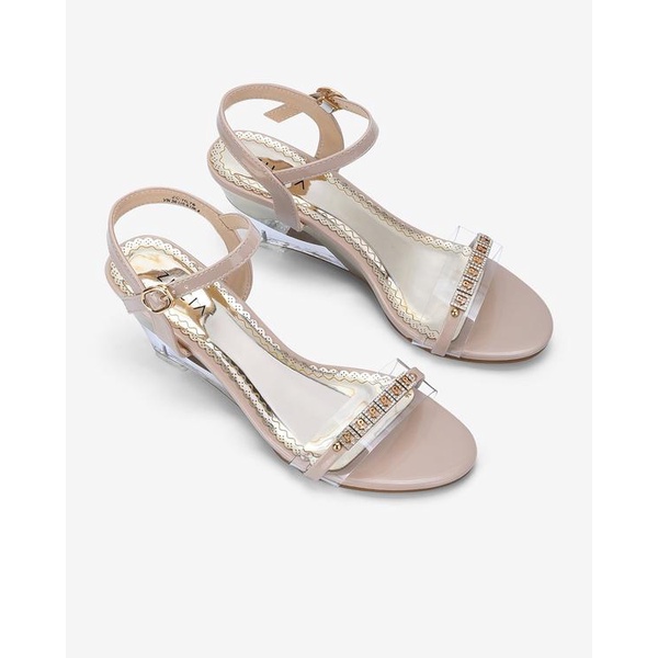 Giày Sandal cao gót nữ Zucia đế xuồng cao 7cm gót trong thanh lịch quai  ngang đính đá tinh xảo - SHL76