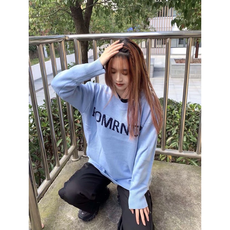 [ORDER+ẢNH THẬT] Áo len sweater xanh ngọc cổ tròn in chữ unisex nam nữ oversize Ulzzang siêu đẹp ❤️