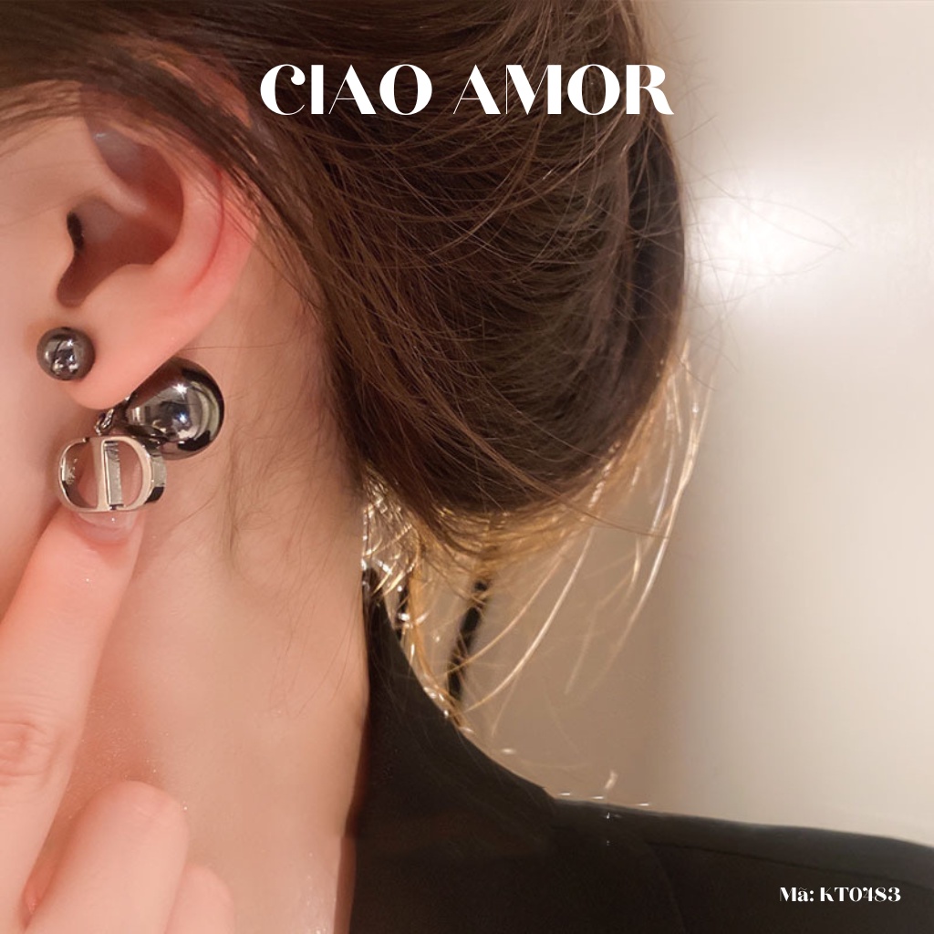 Khuyên tai nữ, Bông tai nữ ngọc to đen DO sang trọng dự tiệc Trang sức Ciao Amor - KT0483