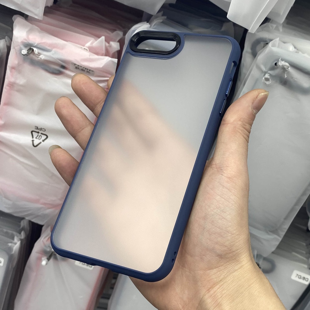 Ốp Điện Thoại PC Cứng Viền TPU Dẻo Màu Nhám Kèm Nút Hợp Kim Nhôm Chống Sốc Cho iPhone 7 Plus 8 X XS MAX XR 11 PRO SE2 SE3