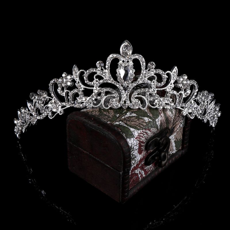 Vương Miện Nữ Hoàng Đính Đá Phong Cách Vintage Cho Cô Dâu