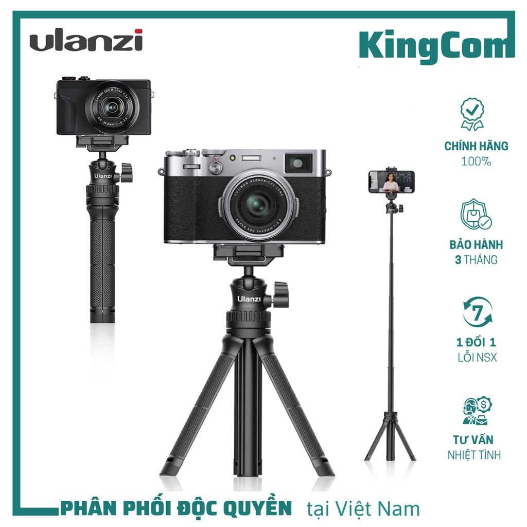 ULANZI MT-34 - Chân Tripod Tích Hợp Ngàm Kẹp Điện Thoại, Ballhead Xoay 360° - Hàng Chính Hãng