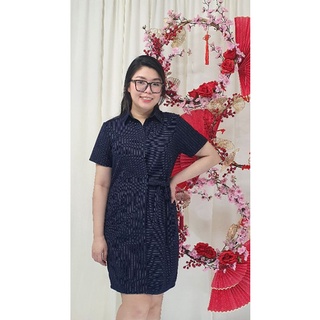 Bigsize công sở - Đầm Cổ Sơ Mi Xanh