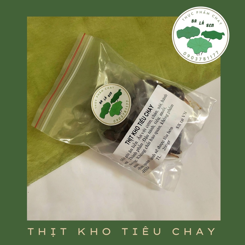 Thịt kho tiêu chay Ba Lá Sen chế biến sẵn bảo quản lâu 200gr