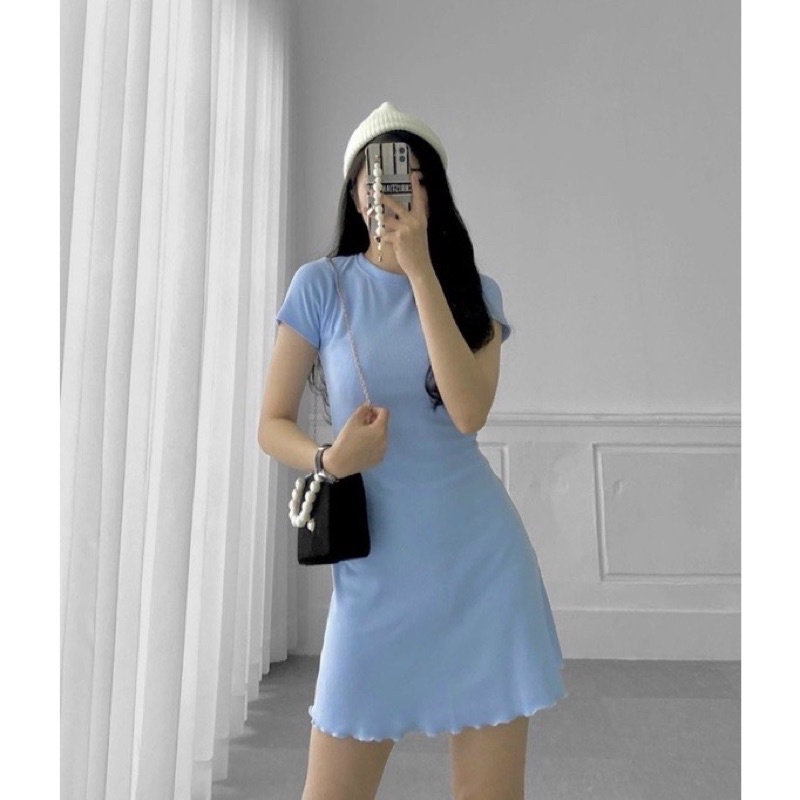 Váy polo cổ tròn dáng bó bo tăm xinh xắn