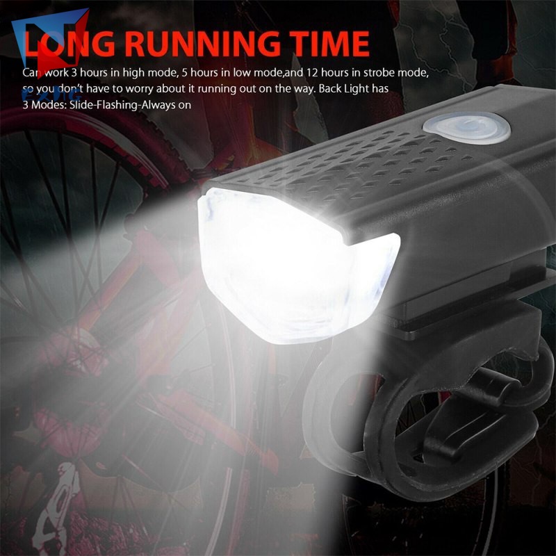 Bộ Đèn LED Trước Và Sau Chống Thấm Nước Sạc Được Dễ Lắp Đặt Cho Xe Đạp