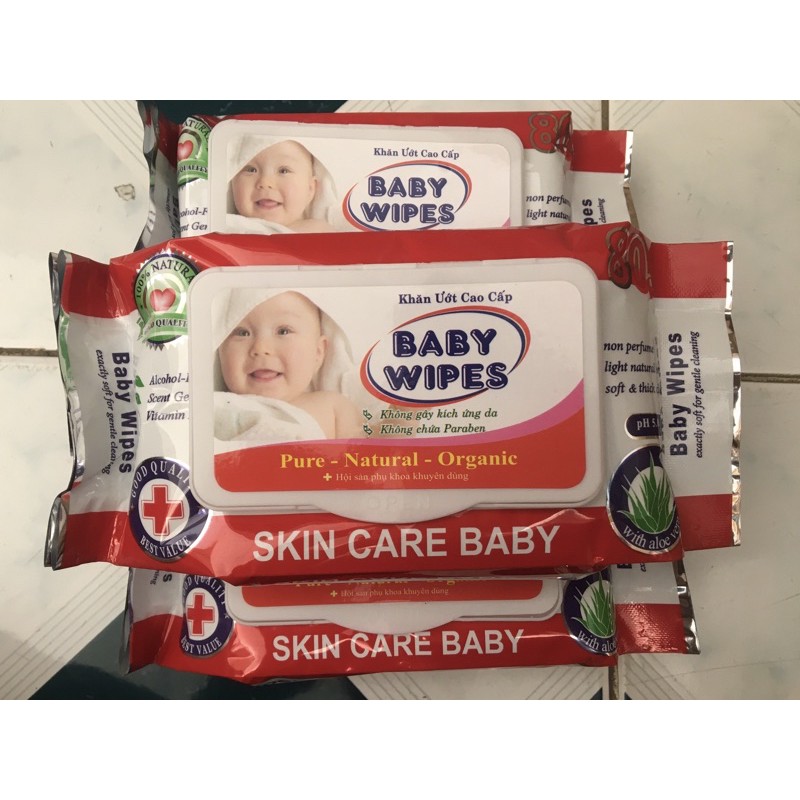 KHĂN ƯỚT BABY WIPES ĐỎ 80GR