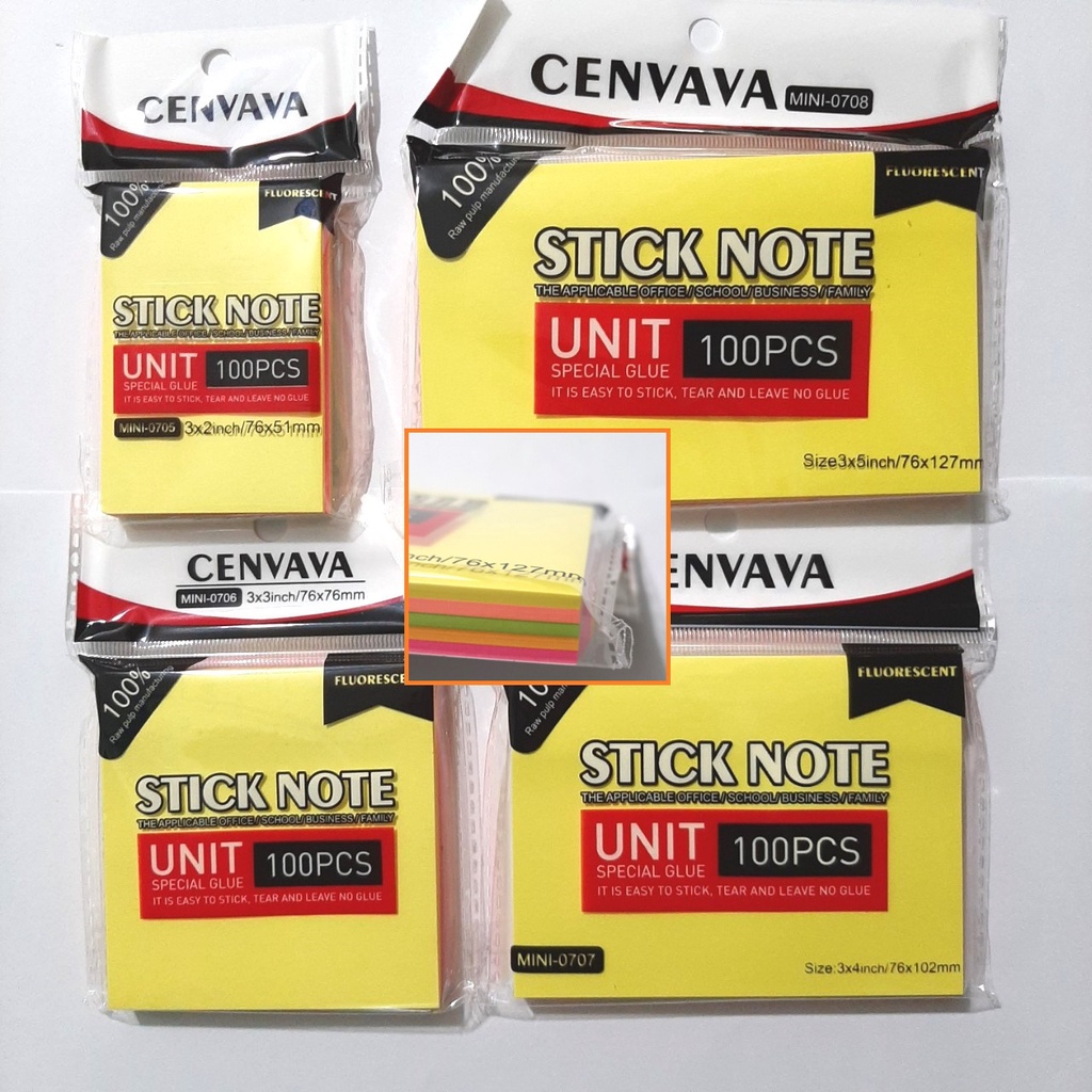Giấy Note Ghi Chú - Màu Dạ Quang Cenvava