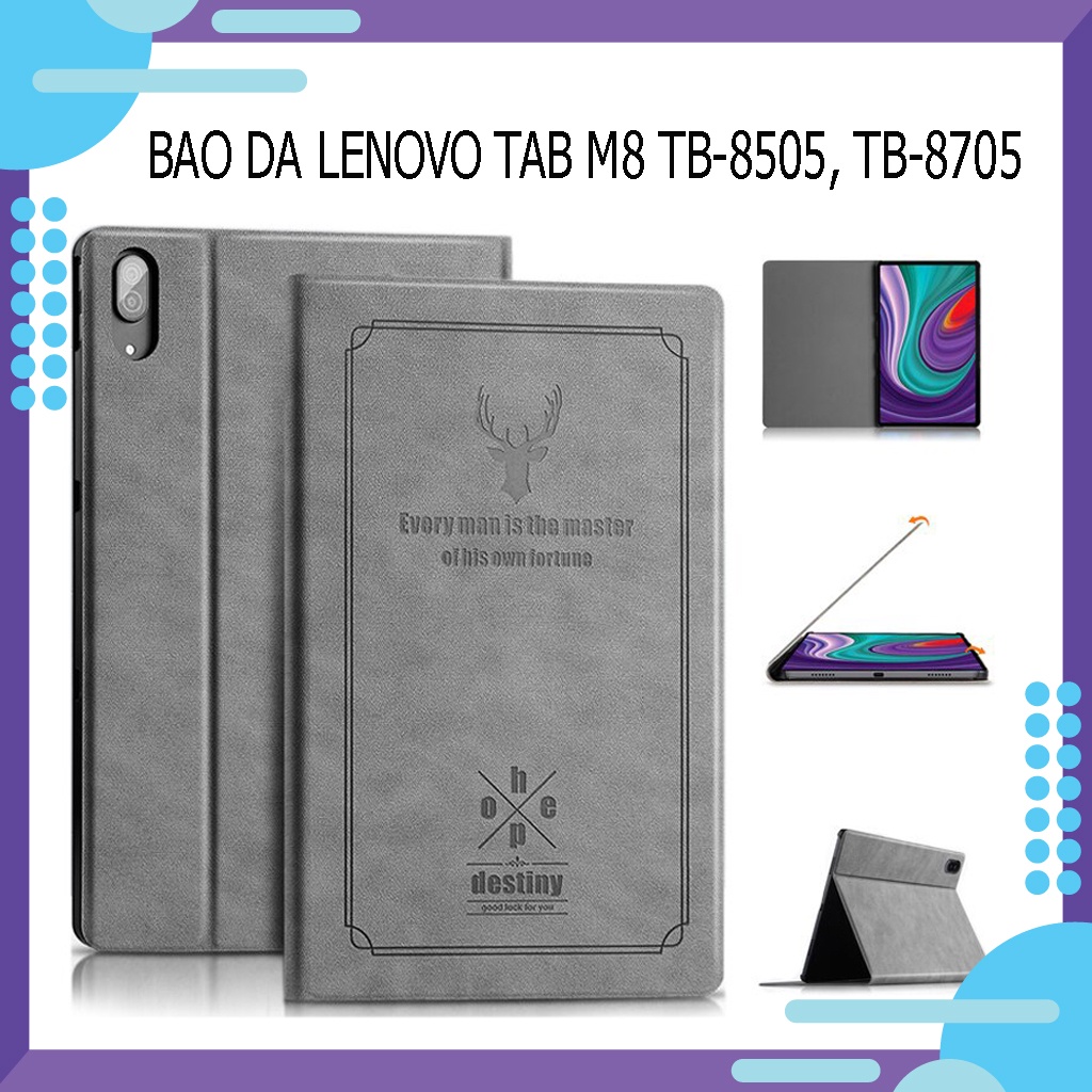 [ Freeship + Quà Tặng ] Bao da Lenovo Tab M8 TB-8505X cao cấp | Họa tiết Deer | Tặng kèm bút cảm ứng và que chọc sim