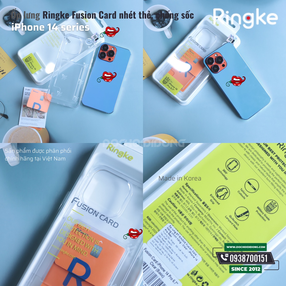 Ốp Lưng IPhone 14 Pro Max ( 14 , 14 Plus, 14 Pro ) Ringke Fusion Card Nhét Thẻ Chống Sốc Hàn Quốc