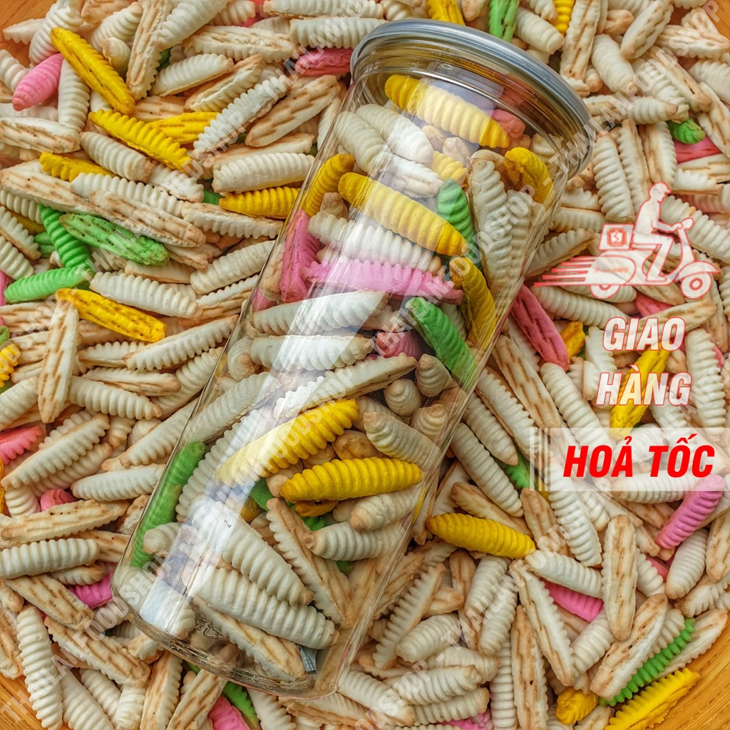 Bánh Đuông Dừa Mix Vị (Bánh Con Sâu) Lon 300Gr &amp; Túi 1KG
