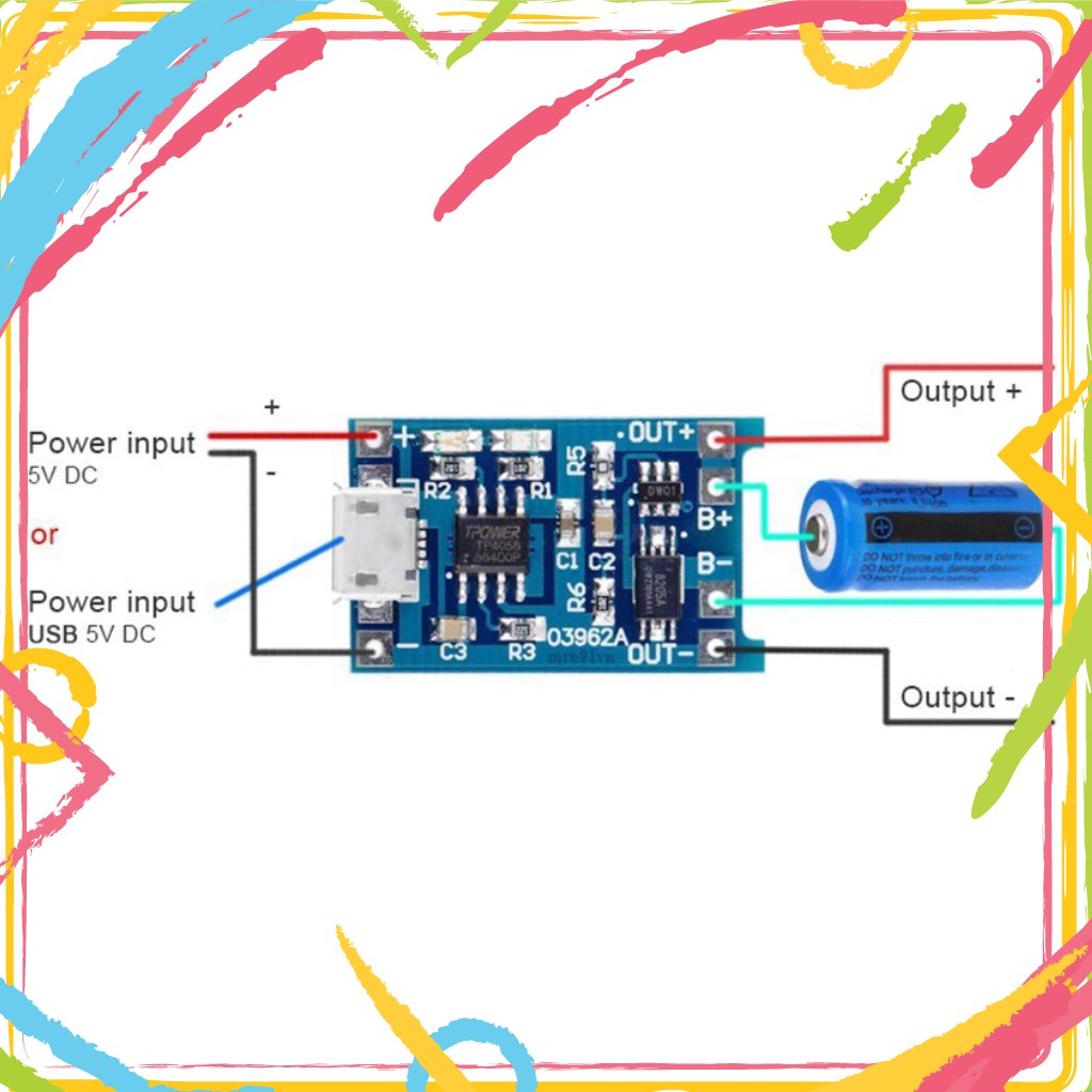 QP MCV Mạch Sạc 1S Pin Lithium - Li-ion - 18650 TP4056 với kiểm soát an ninh Pin 2