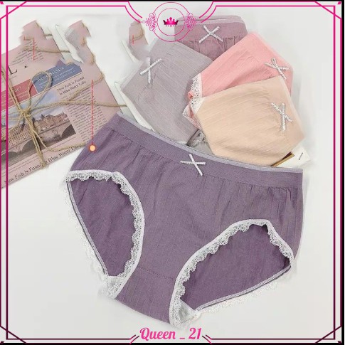 Combo 5 Quần Lót Nữ Cotton Cao Cấp,Quần Lót Nữ Cotton Kháng Khuẩn Phối Viền Ren Đính Nơ | BigBuy360 - bigbuy360.vn