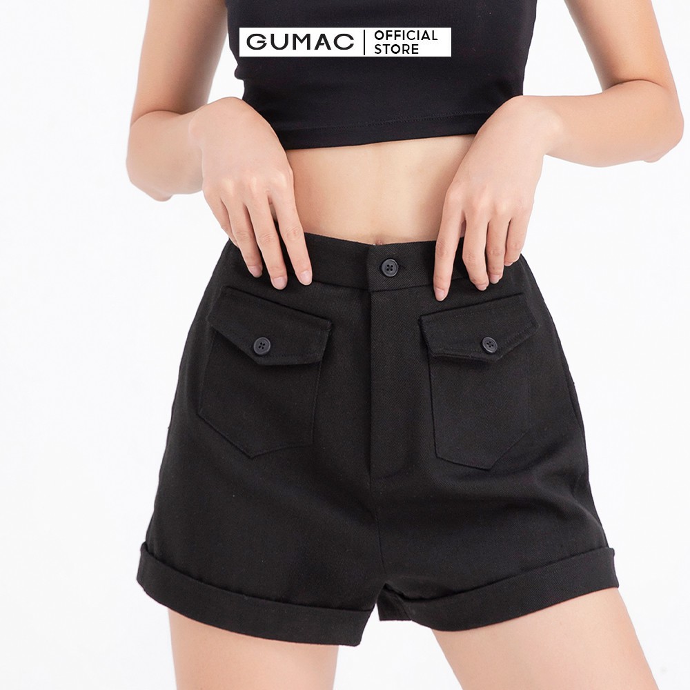 Quần short nữ 2 túi GUMAC màu đen năng động QB613 | BigBuy360 - bigbuy360.vn