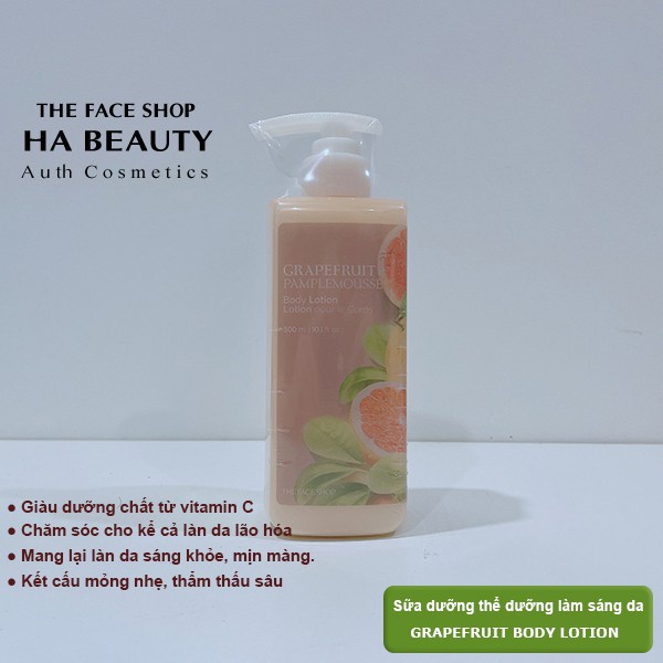 Sữa dưỡng thể dưỡng ẩm tốt trắng da thơm lâu The Face Shop Grapefruit Body Lotion 300ml The Face Shop