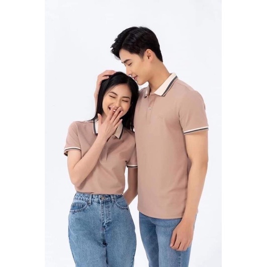 [PASS ] Áo Phông Polo YODY Nam Pique Mắt Chim Phối Kẻ M, XL - Cafe 2