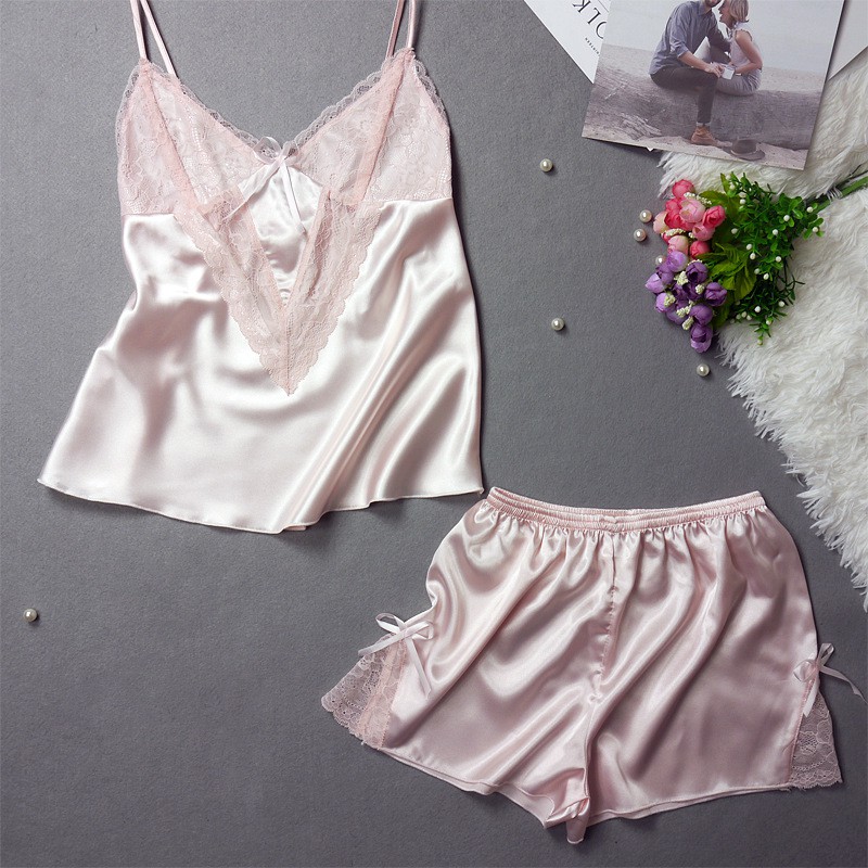 ĐỒ Bộ ngủ đùi sexy satin lụa cổ tim phối ren🔥FREESHIP 50K🔥BIGsize 40-65KG đồ ngủ mặc nhà đẹp giá rẻ | BigBuy360 - bigbuy360.vn