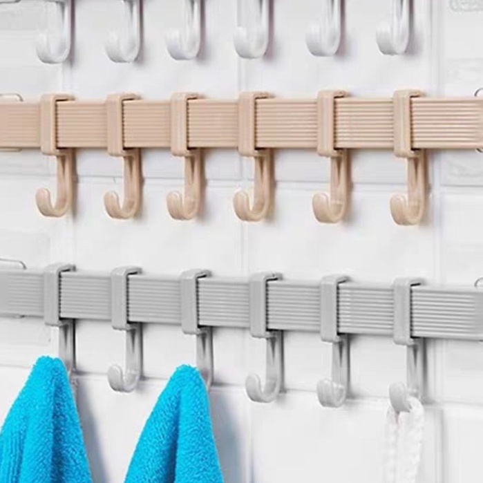 Thanh Móc Dán Tường Treo Đồ Siêu Dính Chịu Lực Dùng Cho Nhà Tắm Nhà Bếp 6 Móc - Móc treo quần áo treo khăn nhà tắm
