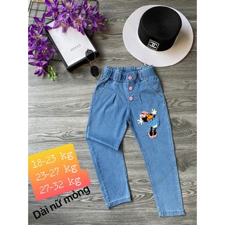 Quần Jean Mềm Cao Cấp Cho Bé Gái 17-32kg