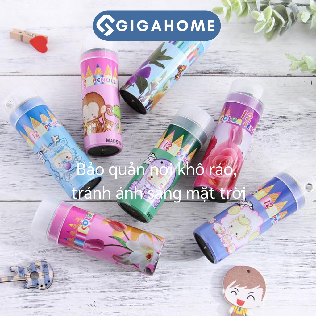 Bút Chì Màu Chuyên Nghiệp Dạng Cốc GIGAHOME 12 Màu Kèm Chuốt 6900