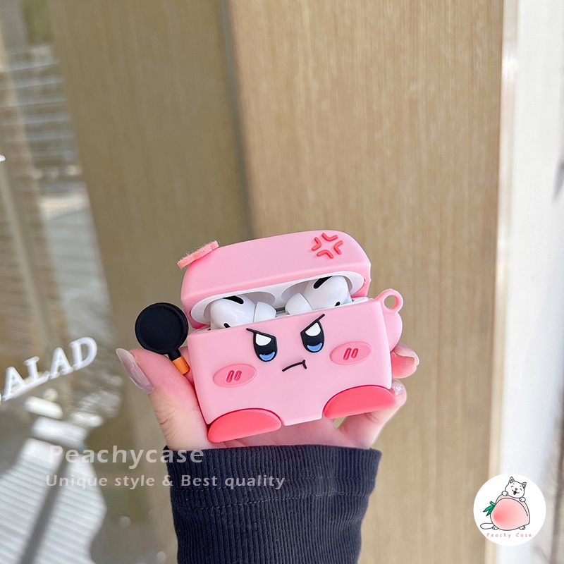 Vỏ Bảo Vệ Hộp Sạc Tai Nghe Airpods 1 2 Pro Air Pod 3 Bluetooth Không Dây Bằng Silicon Hình Angry Kirby Dễ Thương