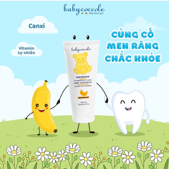 Kem đánh răng cho bé Babycoccole 12M+ trẻ em nuốt được 75ml
