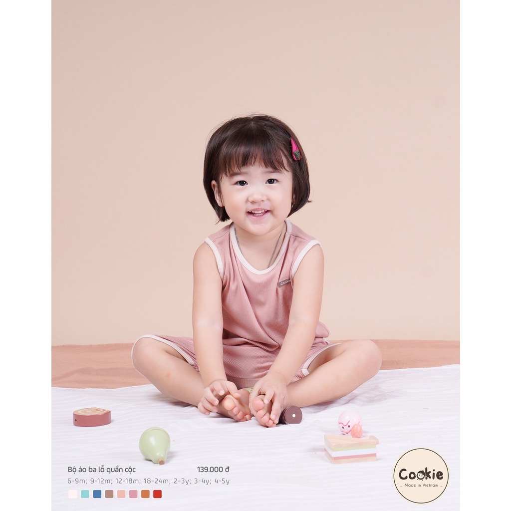 [Rẻ Vô Địch] Bộ áo ba lỗ quần cộc trẻ em Cookie