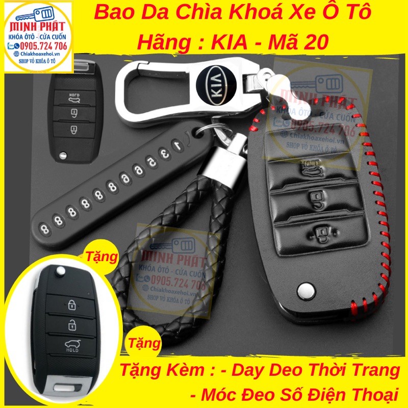 Bao da Chìa Khóa Xe Kia K3, Cerato, Rondo, Rio, Morning, Sorento