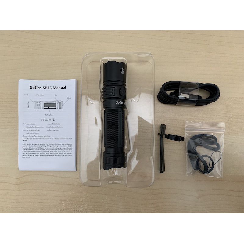 Đèn pin Sofirn SP35 SST40 2200lumen clip 2 chiều sạc thân USB-C strobe pin 21700