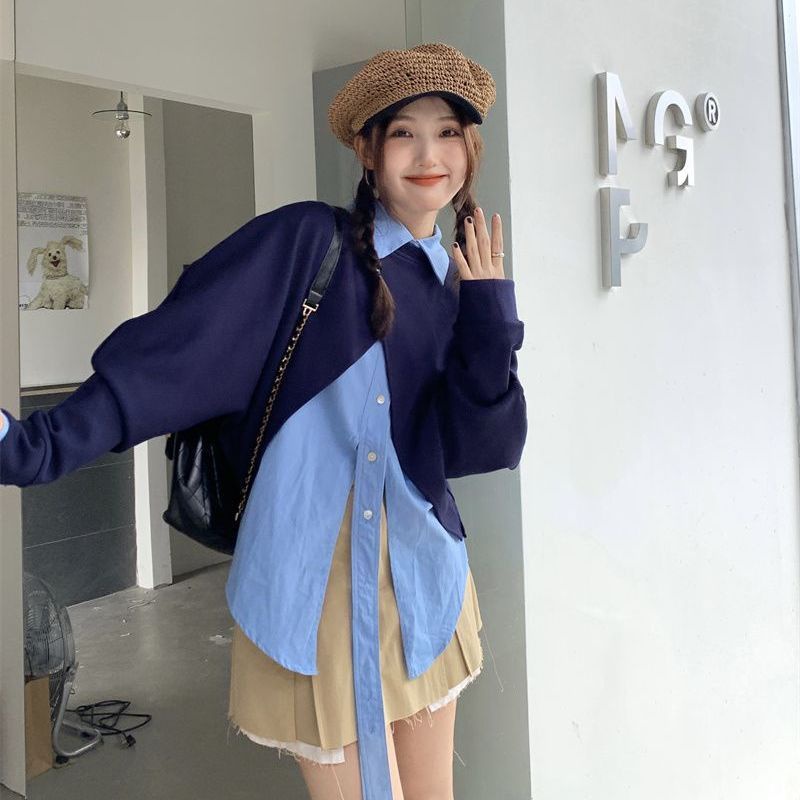IMAODOUÁo Sweater Tay Dài Vạt Chéo + Áo Sơ Mi Tay Dài Thời Trang Mùa Thu 2023 Cho Nữ 2023