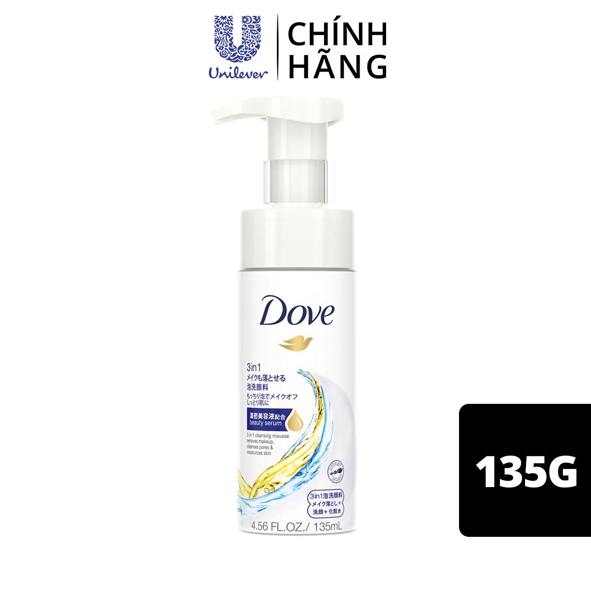 Mousse Rửa Mặt 3 Trong 1 Dove Giúp Tẩy Trang, Làm Sạch Lỗ Chân Lông & Dưỡng Ẩm Cho Da 135ml/chai