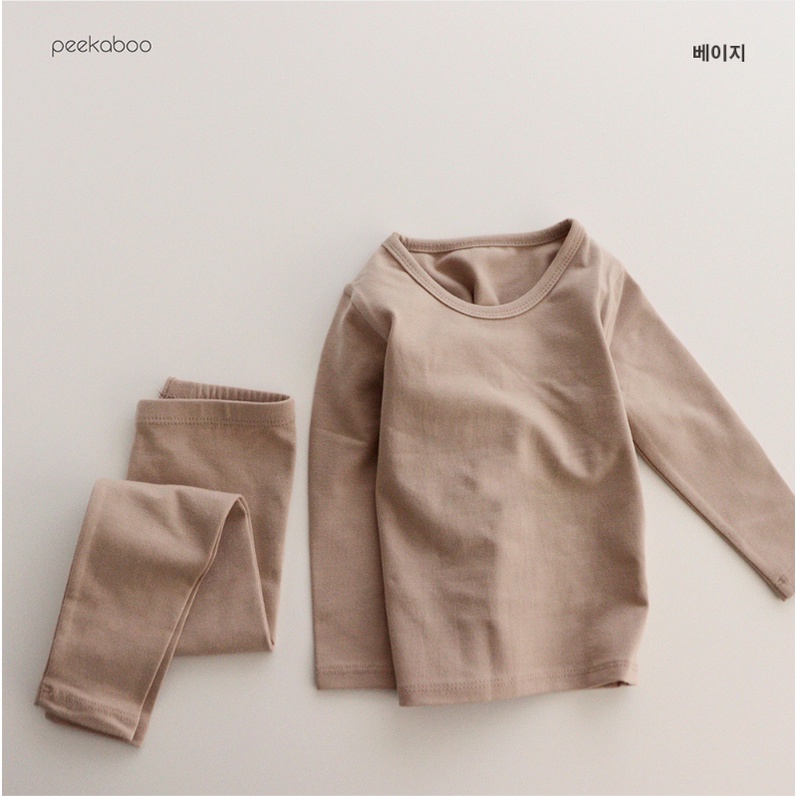 (Chính hãng) Bộ rời dài tay trơn Modal 2022 Cotton siêu co giãn PEEKABOO made in Korea cho bé trai và bé gái