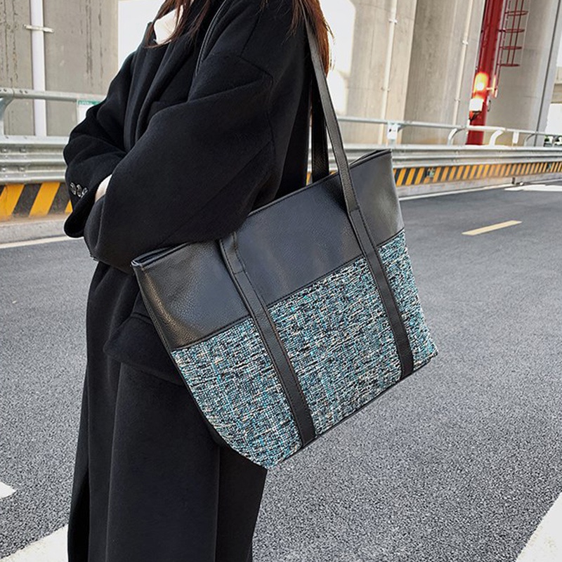 Túi xách đeo vai IELGY sức chứa lớn màu tương phản phong cách Hàn Quốc dành cho nữ