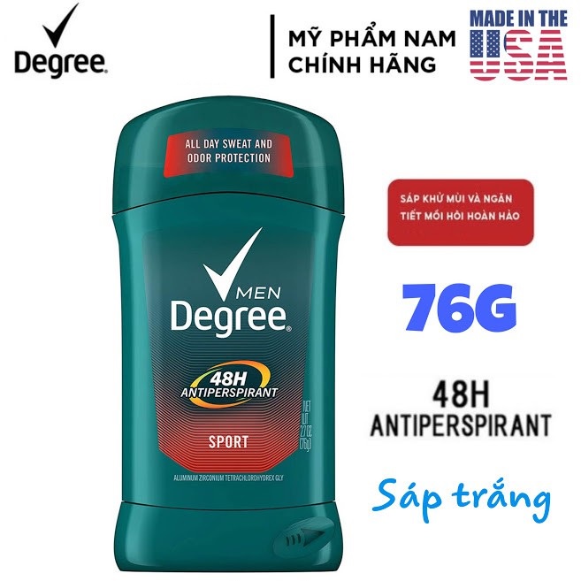 (USA 76G) Sáp Lăn Khử Mùi Nam - Degree Men Cool Rush SÁP TRẮNG - HÀNG MỸ