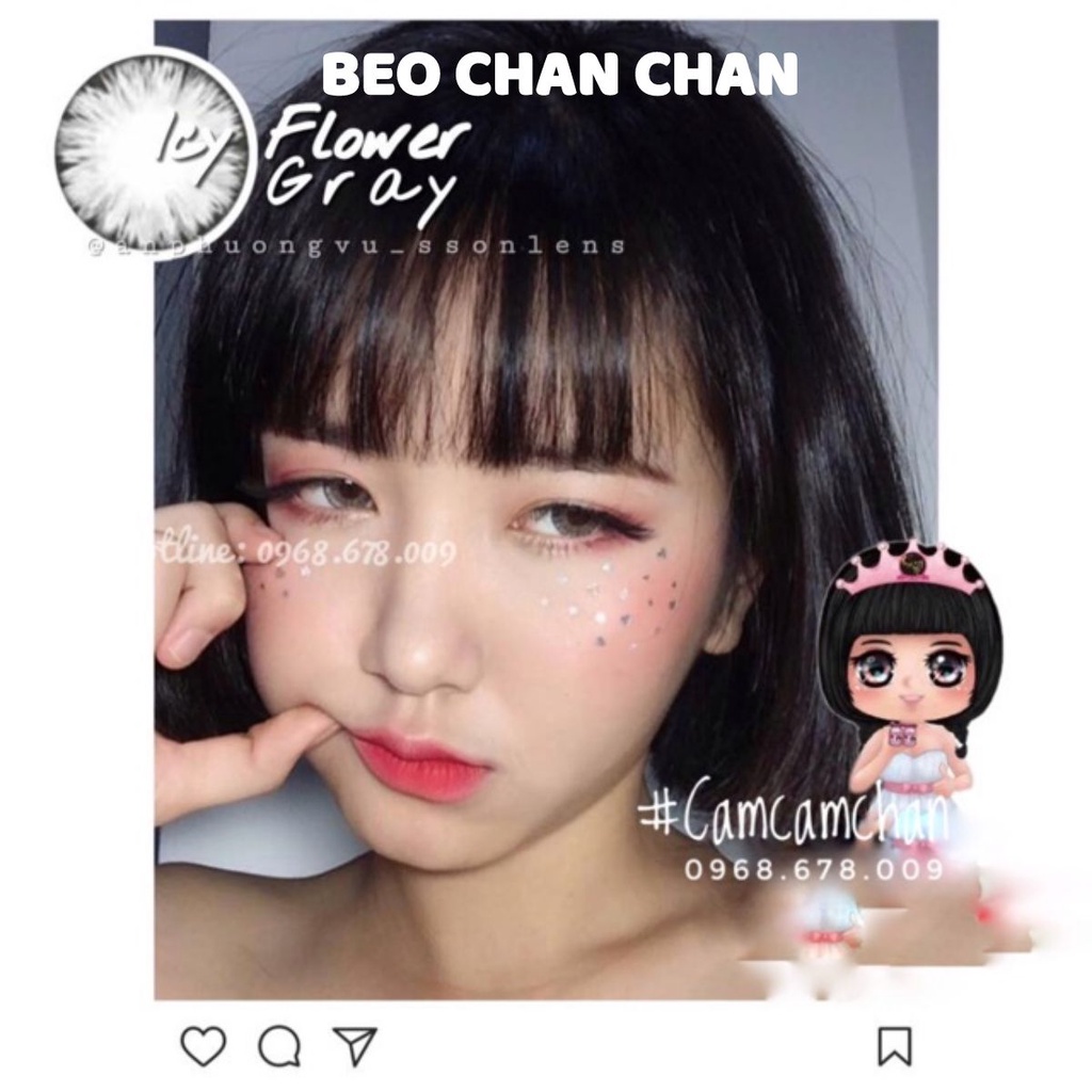 Kính áp tròng Vassen Hàn Quốc màu Icy Flower Gray 0 độ