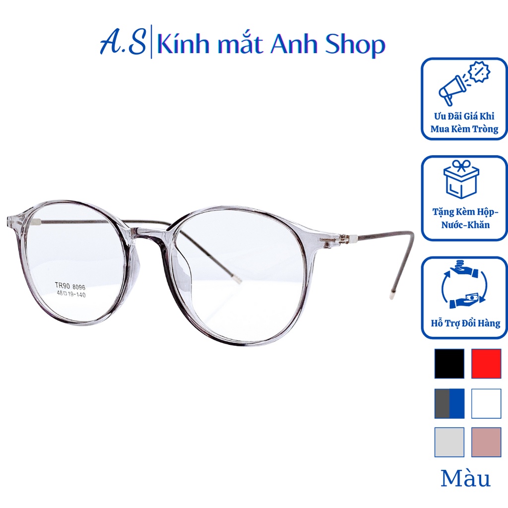 Kính tròn thời trang nam nữ chất liệu nhựa dẻo kết hợp kim loại phù hợp với mọi khuôn mặt 8096
