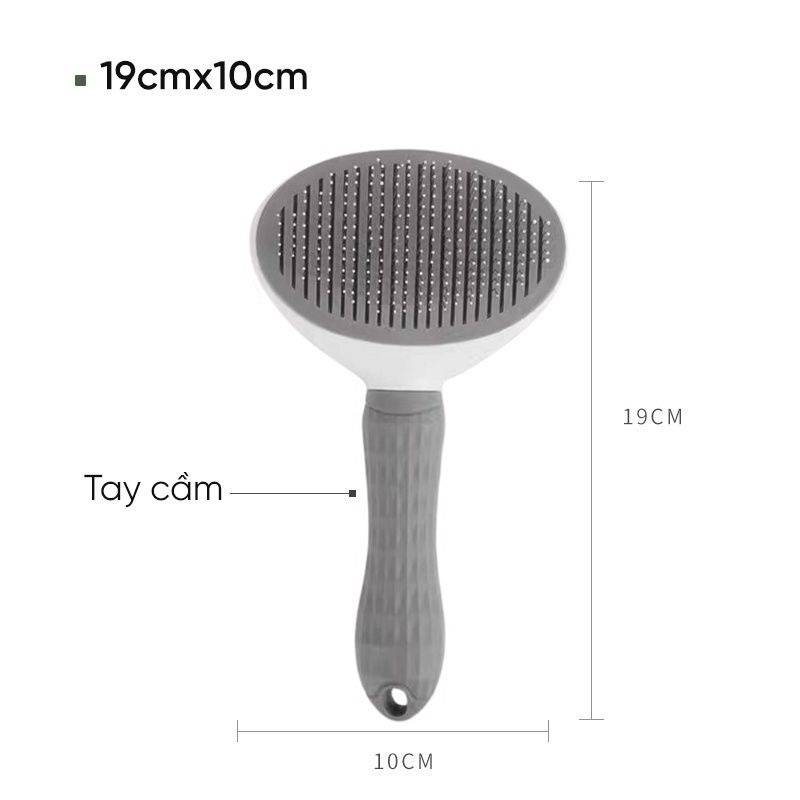 Lược chải lông chó mèo CLEAN cao cấp răng inox - Bàn chải lông chó mèo (có đẩy lông)