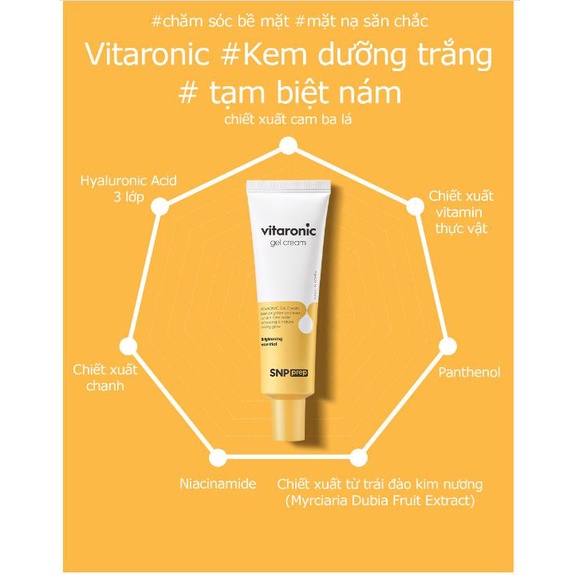 Kem Dưỡng Trắng Da Ban Đêm SNP Prep Vitaronic Gel Cream Cải Thiện Da Nám Xạm Mầu 50ml