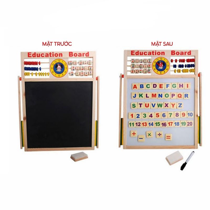 Bảng học ghép chữ và số nam châm 2 mặt cho bé, bảng ghép gỗ đồ chơi giáo dục thông minh