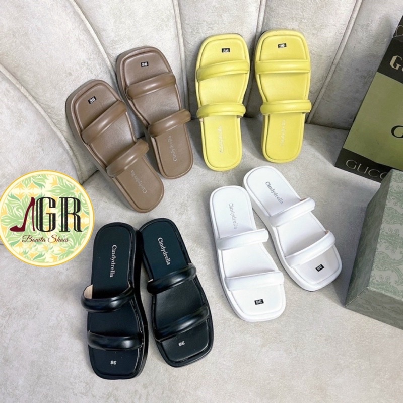 Dép xuồng 2 quai bản phồng da mềm cao 3 cm