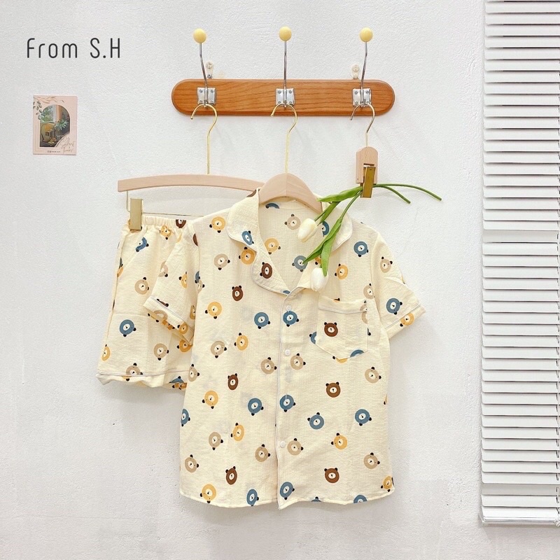 Bộ Pyjama cộc hoạ tiết cute siêu dễ thương mềm mát freesizeu