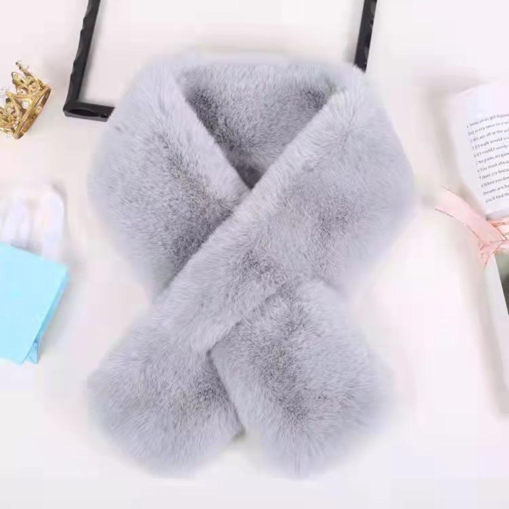 Khăn Choàng Cổ Bằng Lông Thỏ Giả Màu Trơn Giữ Ấm Thanh Lịch Cho Nữ