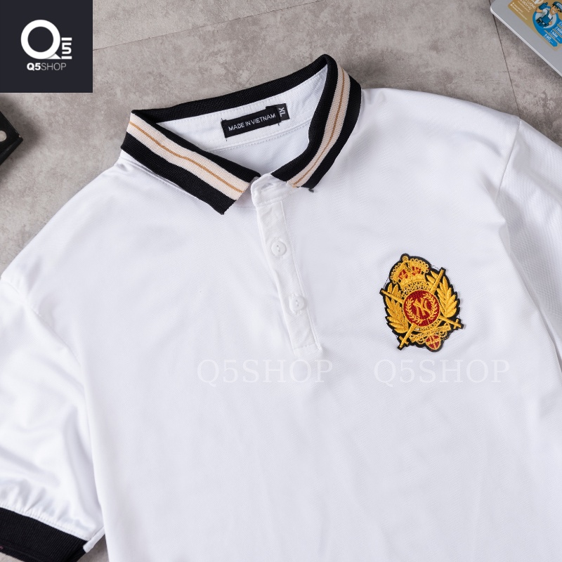 ÁO thun polo cao cấp thêu áo thun cổ dệt nam nữ thêu vương miện