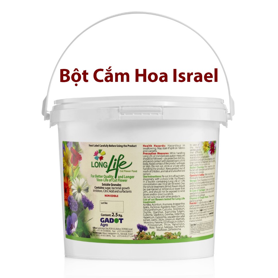 Bột Bảo Quản Hoa lâu tàn của Israel (Hộp 1KG pha 100L dung dịch xử lý hoa) dành cho shop Florist giữ hoa cắm Xốp lâu tàn
