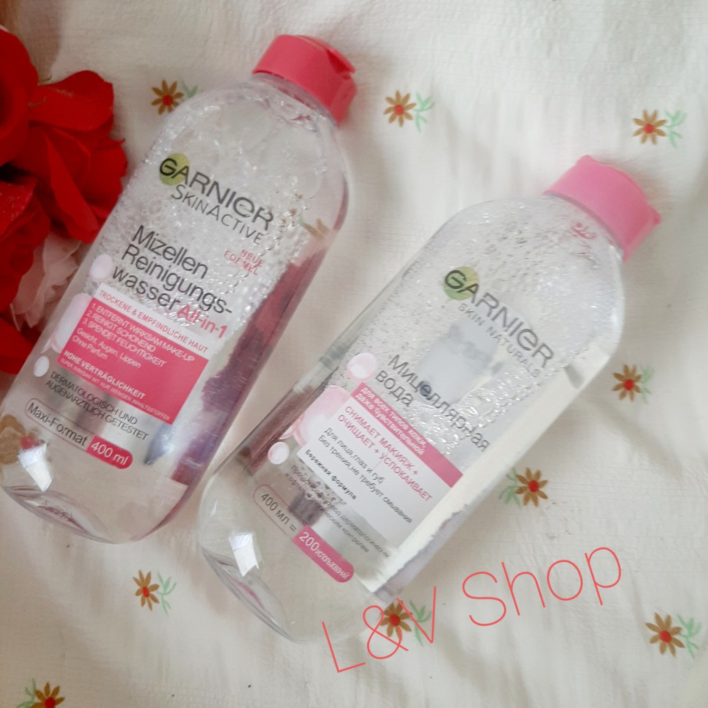 [L&amp;V] Nước tẩy trang Garnier Micellar 400ml Pháp Nga