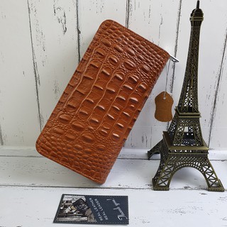 [Da thật] Ví nam dài cầm tay da bò vân cá sấu WL114, Ví công sở – BH 3 năm