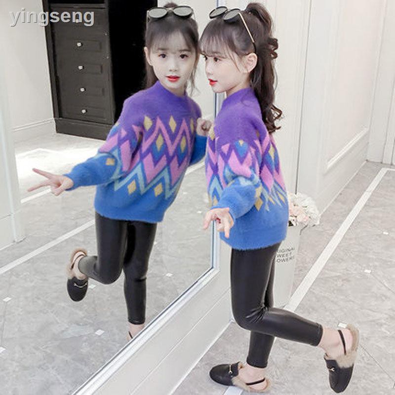 Áo Sweater Lông Chồn Chui Đầu Phong Cách Hàn Quốc 2020 Cho Bé Gái