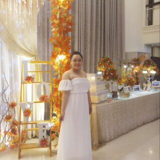 Đầm maxi trắng tay con