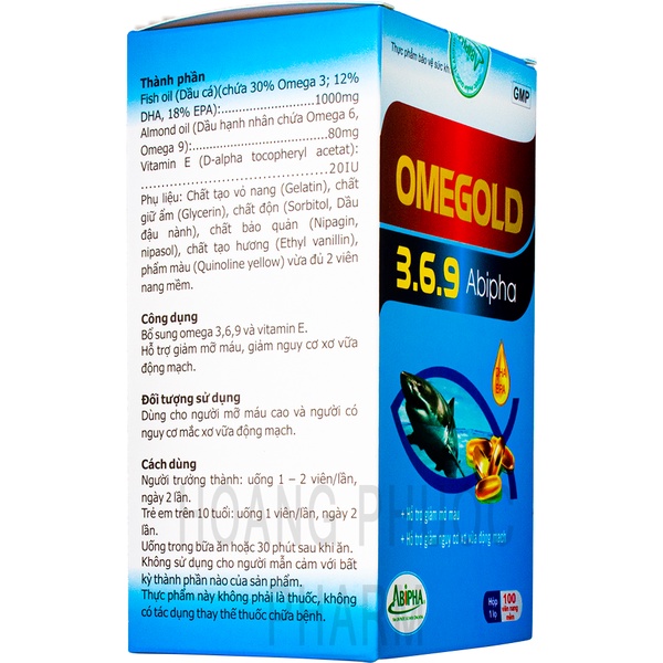 Hộp Omegold 369 Cung Cấp Dầu Cá Omega 3 Dầu Hạnh Nhân Và Vitamin E 100 Viên