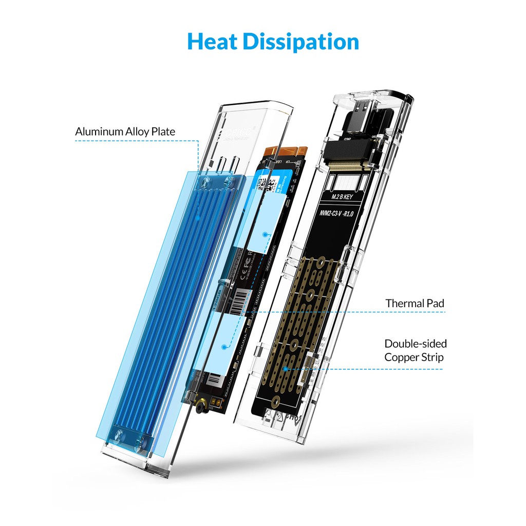 Hộp đựng ổ cứng Ssd M.2 Orico TCM2-c3 dung lượng 10gbps hỗ trợ giao thức Uasp USB 3.1 thế hệ 2 Type-c